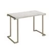 Contemporary 18 in. W White and Gold Metal Frame Sofa Table with Faux Marble Top by Benjara