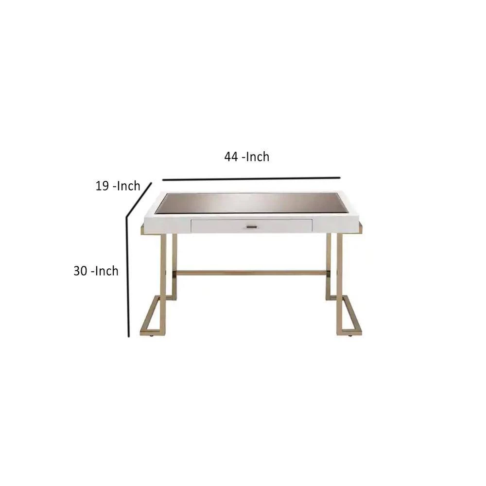 19 in. White and Gold Mirror Top Writing Desk by Benjara 4 19 in. White and Gold Mirror Top Writing Desk by Benjara - Image 4