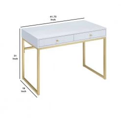 19 in. W White and Gold 2-Drawer Wooden Writing Desk with Sled Base by Benjara -Cheap Benjara Store white and gold benjara writing desks bm185350 44 1000
