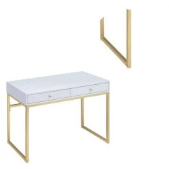 19 in. W White and Gold 2-Drawer Wooden Writing Desk with Sled Base by Benjara -Cheap Benjara Store white and gold benjara writing desks bm185350 c3 1000