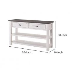 16 in. L 2-Drawers White and Gray Coastal Rectangle Wooden Console Table by Benjara -Cheap Benjara Store white and gray benjara console tables bm205981 44 1000