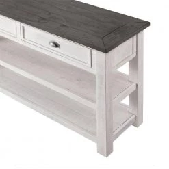 16 in. L 2-Drawers White and Gray Coastal Rectangle Wooden Console Table by Benjara -Cheap Benjara Store white and gray benjara console tables bm205981 4f 1000