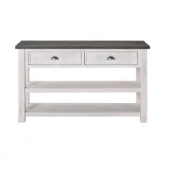 16 in. L 2-Drawers White and Gray Coastal Rectangle Wooden Console Table by Benjara -Cheap Benjara Store white and gray benjara console tables bm205981 c3 1000