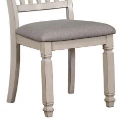 Antique White and Gray Slatted Back Side Chair with Fabric Seat (Set of 2) by Benjara -Cheap Benjara Store white and gray benjara dining chairs bm183258 44 1000