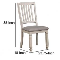 Antique White and Gray Slatted Back Side Chair with Fabric Seat (Set of 2) by Benjara -Cheap Benjara Store white and gray benjara dining chairs bm183258 fa 1000