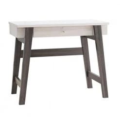 36 in. Distressed Grey and White Modern Rectangular Wooden Console Sofa Side Table with 2 Tone Wood by Benjara