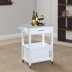 Granite Inlaid Spacious White and Gray Wooden Kitchen Cart by Benjara 11 Granite Inlaid Spacious White and Gray Wooden Kitchen Cart by Benjara -Cheap Benjara Store white and gray benjara kitchen carts bm144034 31 1000