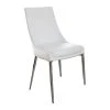 White and Silver Leatherette Upholstered Metal Side Chair with Tapered Legs (Pack of 2) by Benjara