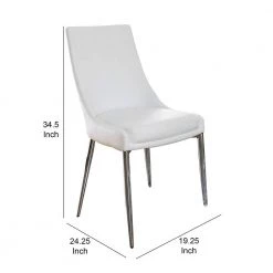 White and Silver Leatherette Upholstered Metal Side Chair with Tapered Legs (Pack of 2) by Benjara -Cheap Benjara Store white and silver benjara accent chairs bm183312 a0 1000