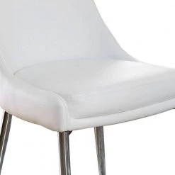 White and Silver Leatherette Upholstered Metal Side Chair with Tapered Legs (Pack of 2) by Benjara -Cheap Benjara Store white and silver benjara accent chairs bm183312 c3 1000