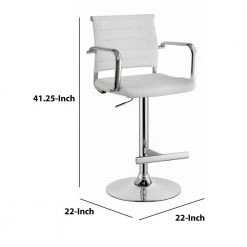 Modern 41.25 in. H White and Silver Leatherette Padded Metal Bar Stool with Arms by Benjara -Cheap Benjara Store white and silver benjara bar stools bm181078 44 1000
