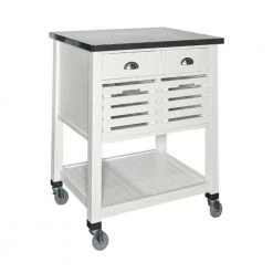 White and Silver Wooden Kitchen Cart with Caster Wheels and 4-Drawers by Benjara 11 White and Silver Wooden Kitchen Cart with Caster Wheels and 4-Drawers by Benjara -Cheap Benjara Store white and silver benjara kitchen carts bm144038 fa 1000