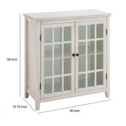 15.75 in. L x 36 in. W x 38 in. H White Wooden 2-Door Cabinet with Four Storage Compartments by Benjara -Cheap Benjara Store white benjara accent cabinets bm144072 44 1000