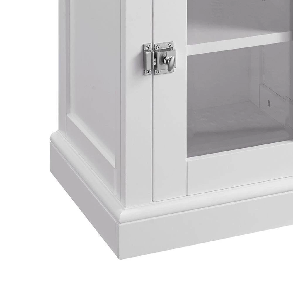 White Wood and Glass Demi Cabinet with Spacious Storage by Benjara 6 White Wood and Glass Demi Cabinet with Spacious Storage by Benjara - Image 6
