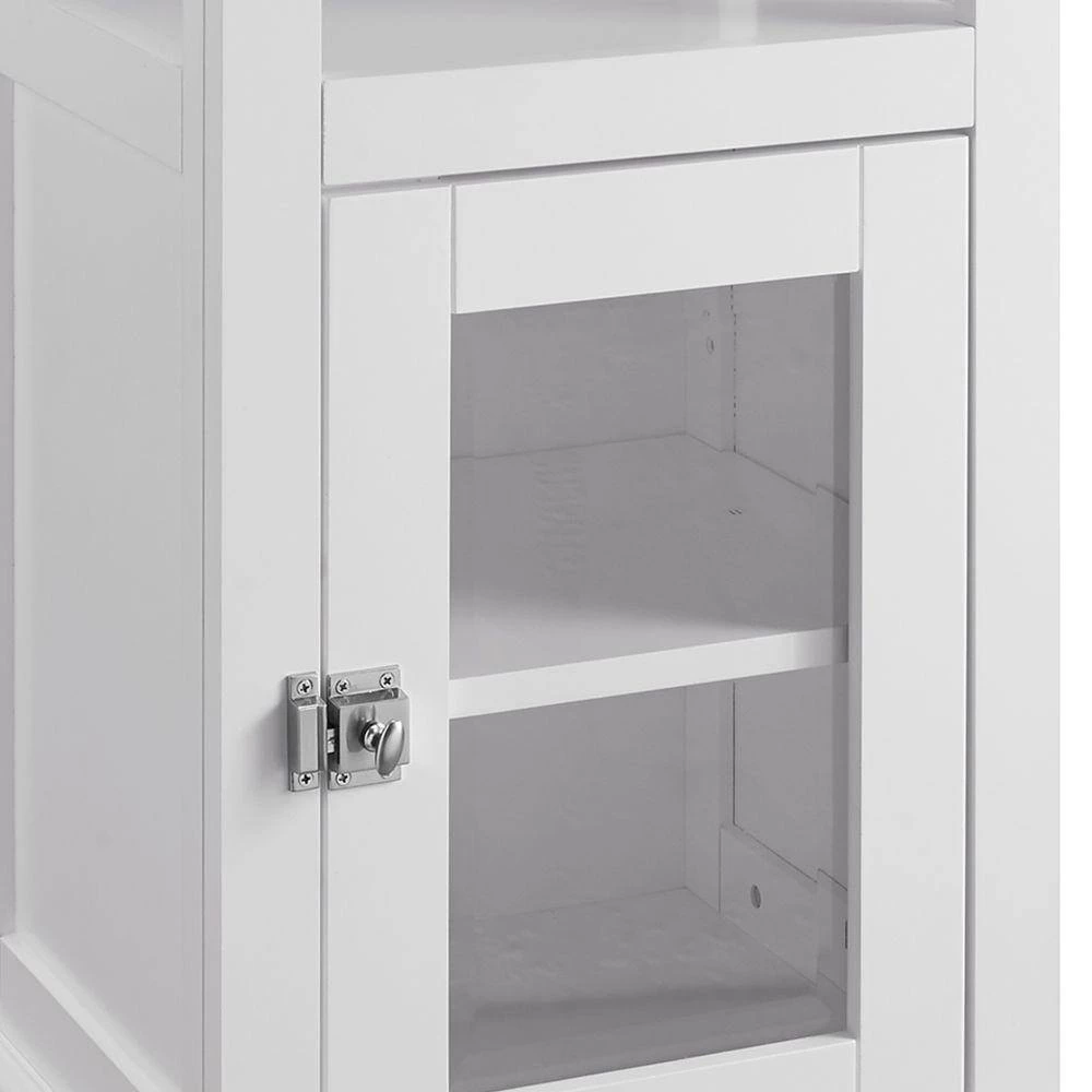 White Wood and Glass Demi Cabinet with Spacious Storage by Benjara 5 White Wood and Glass Demi Cabinet with Spacious Storage by Benjara - Image 5