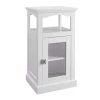 White Wood and Glass Demi Cabinet with Spacious Storage by Benjara