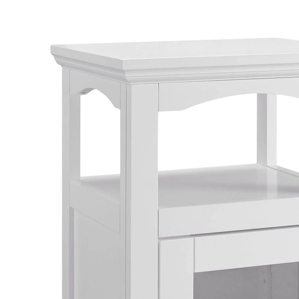 White Wood and Glass Demi Cabinet with Spacious Storage by Benjara 4 White Wood and Glass Demi Cabinet with Spacious Storage by Benjara - Image 4