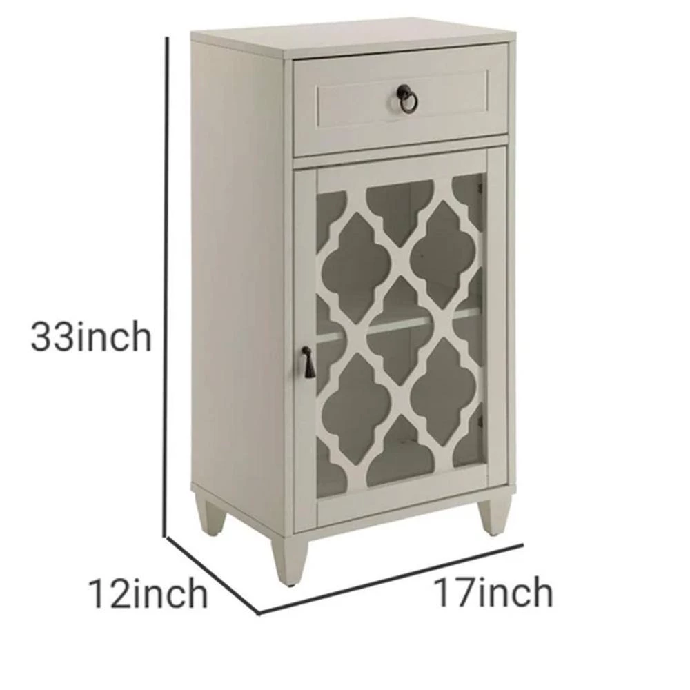 33 in. H White Wooden Accent Cabinet with 1-Drawer by Benjara 6 33 in. H White Wooden Accent Cabinet with 1-Drawer by Benjara - Image 6