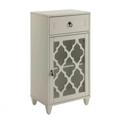 33 in. H White Wooden Accent Cabinet with 1-Drawer by Benjara