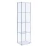 63.75 in. H Clear and White Glass and Metal Curio Cabinet with 4-Shelves by Benjara