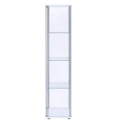 63.75 in. H Clear and White Glass and Metal Curio Cabinet with 4-Shelves by Benjara -Cheap Benjara Store white benjara accent cabinets bm206503 77 1000