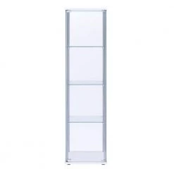 63.75 in. H Clear and White Glass and Metal Curio Cabinet with 4-Shelves by Benjara -Cheap Benjara Store white benjara accent cabinets bm206503 c3 1000