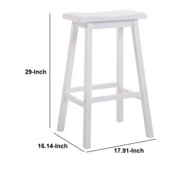 White Wooden Bar Height Stools with Saddle Seat (Set of 2) by Benjara -Cheap Benjara Store white benjara bar stools bm177572 44 1000
