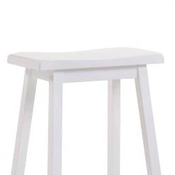 White Wooden Bar Height Stools with Saddle Seat (Set of 2) by Benjara -Cheap Benjara Store white benjara bar stools bm177572 4f 1000