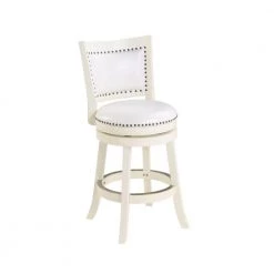 Sabi 37.5 in. White Solid Wood High Back Swivel Counter Stool With Faux Leather by Benjara 11 Sabi 37.5 in. White Solid Wood High Back Swivel Counter Stool With Faux Leather by Benjara -Cheap Benjara Store white benjara bar stools bm274350 31 1000