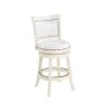 Sabi 37.5 in. White Solid Wood High Back Swivel Counter Stool With Faux Leather by Benjara
