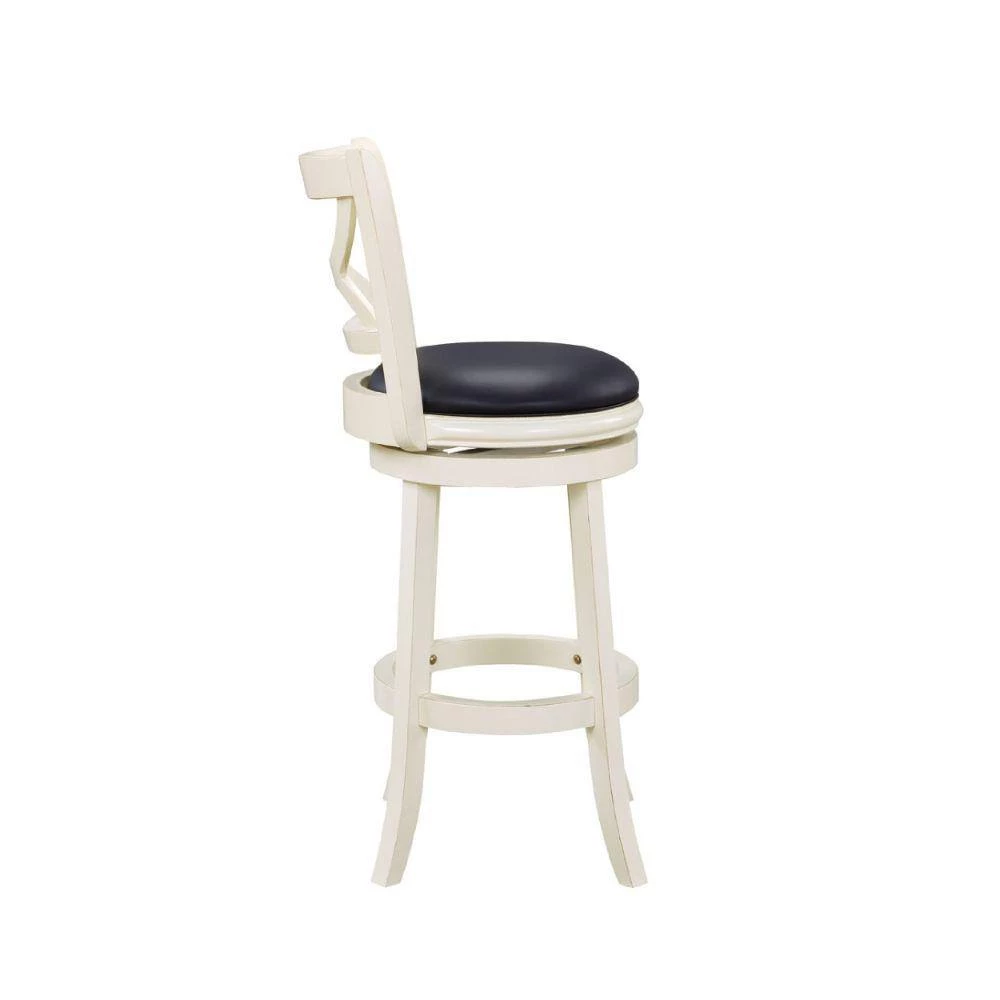 43 in. White Low Back Solid Wood Faux Leather Upholstered Swivel Counter Stool by Benjara 6 43 in. White Low Back Solid Wood Faux Leather Upholstered Swivel Counter Stool by Benjara - Image 6