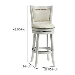 43.5 in. H White Nailhead Trim Round Leatherette Bar Stool with Flared Legs by Benjara -Cheap Benjara Store white benjara bar stools bm61371 1f 1000
