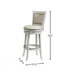 43.5 in. H White Nailhead Trim Round Leatherette Bar Stool with Flared Legs by Benjara -Cheap Benjara Store white benjara bar stools bm61371 40 1000