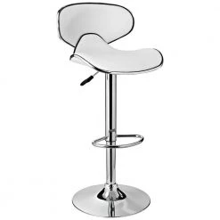 40.75 in. White Low Back Metal Barstool with Adjustable Height by Benjara