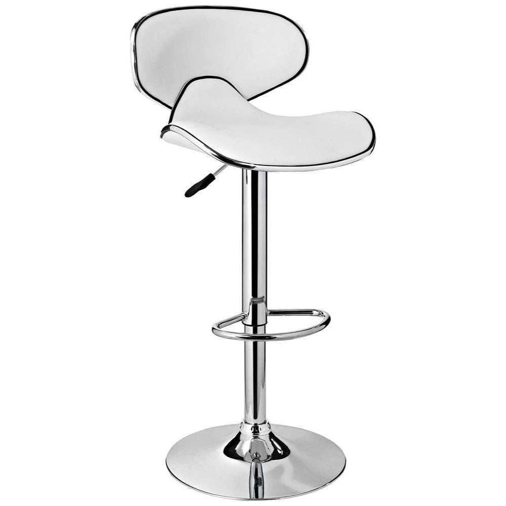 40.75 in. White Low Back Metal Barstool with Adjustable Height by Benjara 1 40.75 in. White Low Back Metal Barstool with Adjustable Height by Benjara