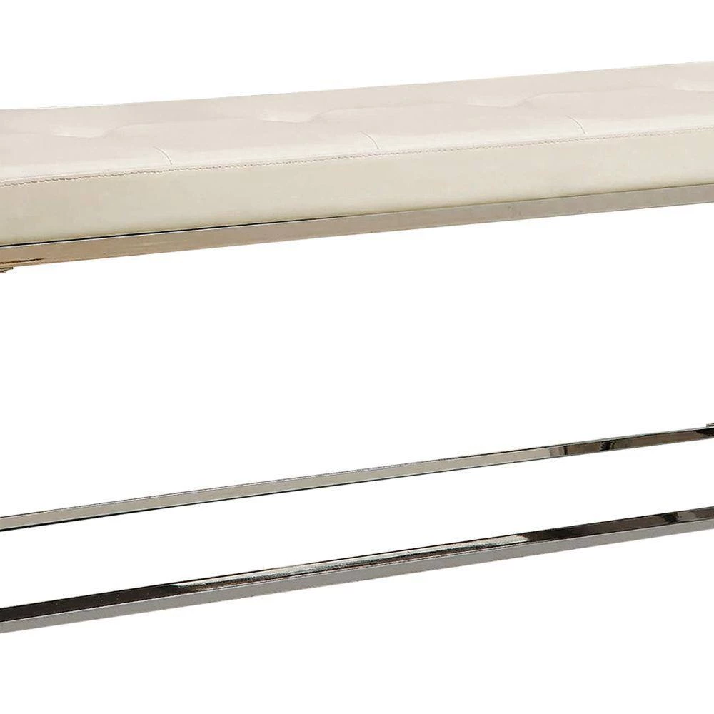 Modernly White Charming Bench 48 in. L x 16 in. W x 18.5 in. H by Benjara 5 Modernly White Charming Bench 48 in. L x 16 in. W x 18.5 in. H by Benjara - Image 5