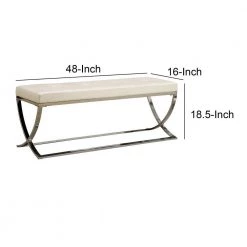 Modernly White Charming Bench 48 in. L x 16 in. W x 18.5 in. H by Benjara 12 Modernly White Charming Bench 48 in. L x 16 in. W x 18.5 in. H by Benjara -Cheap Benjara Store white benjara bedroom benches bm69639 44 1000