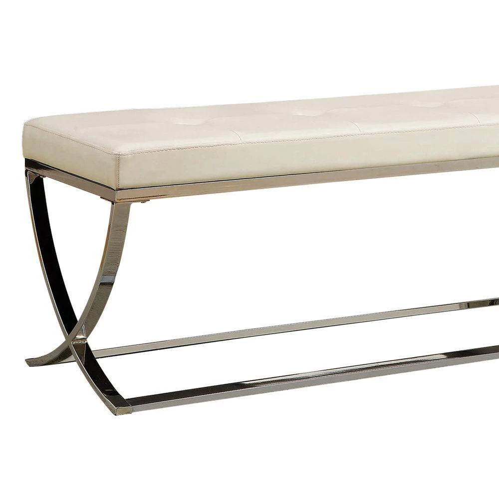 Modernly White Charming Bench 48 in. L x 16 in. W x 18.5 in. H by Benjara 4 Modernly White Charming Bench 48 in. L x 16 in. W x 18.5 in. H by Benjara - Image 4