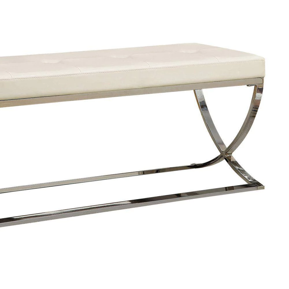 Modernly White Charming Bench 48 in. L x 16 in. W x 18.5 in. H by Benjara 3 Modernly White Charming Bench 48 in. L x 16 in. W x 18.5 in. H by Benjara - Image 3
