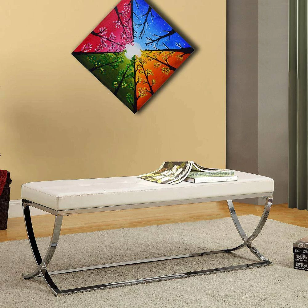 Modernly White Charming Bench 48 in. L x 16 in. W x 18.5 in. H by Benjara 7 Modernly White Charming Bench 48 in. L x 16 in. W x 18.5 in. H by Benjara - Image 7