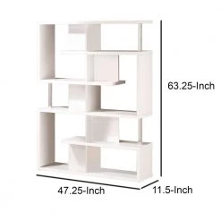 63.25 in. White Wood 8-shelf Accent Bookcase with Open Back by Benjara -Cheap Benjara Store white benjara bookcases bookshelves bm156246 44 1000