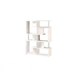63.25 in. White Wood 8-shelf Accent Bookcase with Open Back by Benjara
