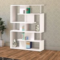 63.25 in. White Wood 8-shelf Accent Bookcase with Open Back by Benjara -Cheap Benjara Store white benjara bookcases bookshelves bm156246 fa 1000
