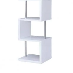 Modern 66.5 in. Height White 4-Tier Wood and Metal Bookcase by Benjara -Cheap Benjara Store white benjara bookcases bookshelves bm159152 40 1000