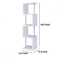 Modern 66.5 in. Height White 4-Tier Wood and Metal Bookcase by Benjara -Cheap Benjara Store white benjara bookcases bookshelves bm159152 44 1000