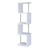 Modern 66.5 in. Height White 4-Tier Wood and Metal Bookcase by Benjara