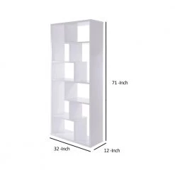 71 in. H White Wooden Rectangular Cube Bookcase with Eight Compartments by Benjara -Cheap Benjara Store white benjara bookcases bookshelves bm163555 1f 1000