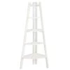 63.25 in. White Wood 5-shelf Corner Ladder Bookcase by Benjara