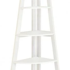63.25 in. White Wood 5-shelf Corner Ladder Bookcase by Benjara -Cheap Benjara Store white benjara bookcases bookshelves bm172780 a0 1000