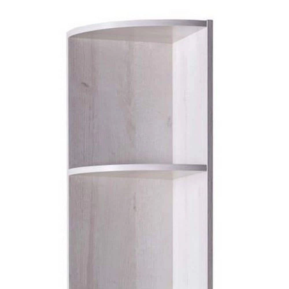 Standard 70 in. White Oak Wooden Corner Bookcase with 5-Shelves by Benjara 2 Standard 70 in. White Oak Wooden Corner Bookcase with 5-Shelves by Benjara - Image 2